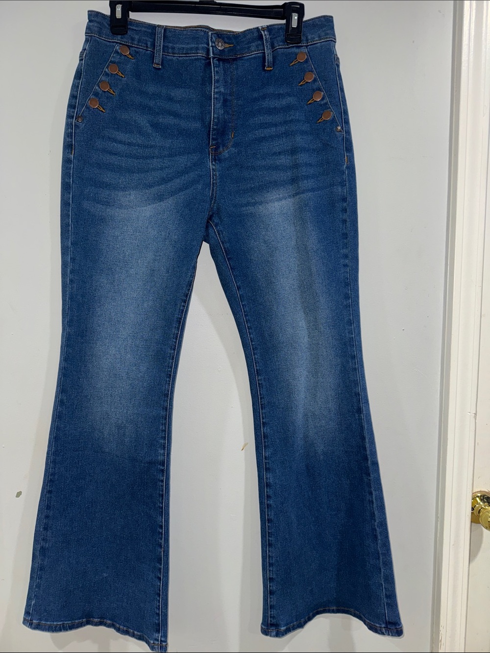 Guess Blue Flared Jeans with Decorative Button Detail